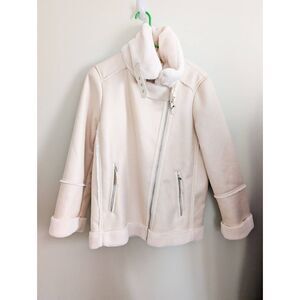 Vigoss Shearling Faux Leather Jacket Off White